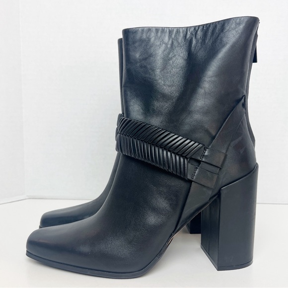 •AD‎ & DAUGHTERS• Black Leather Declann Braided Chunky Heel Boot Size 9.5 - Picture 4 of 13